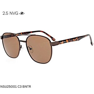 Brown tortoise frame sunglasses with UV protection 2.5 NVG SUN NSU25001 C3 BNTR stylish eyewear Classic tortoise pattern sunglasses for men and women Durable brown tortoise sunglasses with anti‑glare lenses Unisex BNTR sunglasses offering UVA/UVB protection