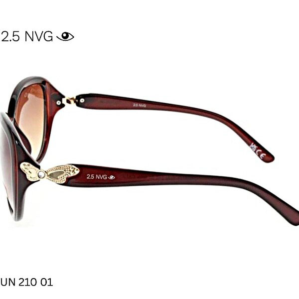 Brown butterfly-accent 2.5 NVG SUN 210 01 sunglasses with gradient UV lenses.