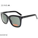 Black 2.5 NVG SUN 307 02 sunglasses with green lenses and classic square frame.