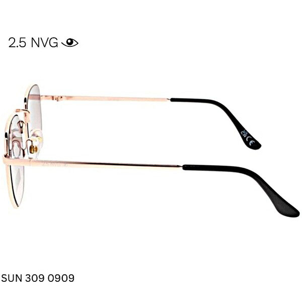 Elegant 2.5 NVG SUN 309 0909 sunglasses with thin metallic frame and gradient lenses offering UV protection.